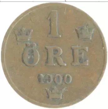 Монета эре Швеции 1900 года Бронза Оскар II