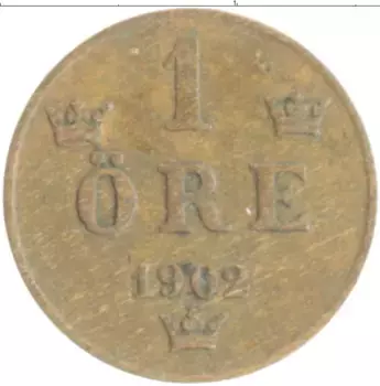 Монета эре Швеции 1902 года Бронза Оскар II