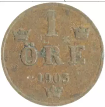 Монета эре Швеции 1903 года Бронза Оскар II