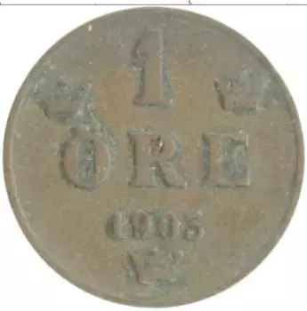 Монета эре Швеции 1903 года Бронза Оскар II