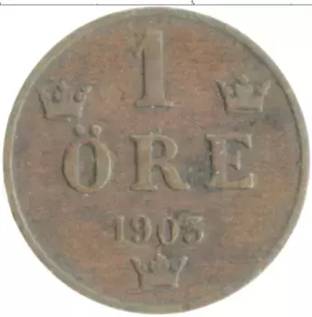 Монета эре Швеции 1903 года Бронза Оскар II