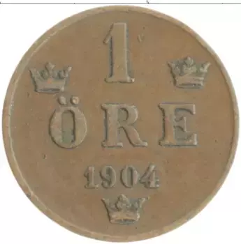 Монета эре Швеции 1904 года Бронза Оскар II