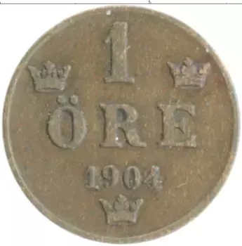 Монета эре Швеции 1904 года Бронза Оскар II