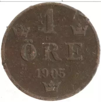 Монета эре Швеции 1905 года Бронза Оскар II