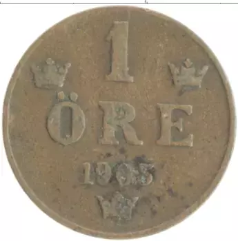 Монета эре Швеции 1905 года Бронза Оскар II