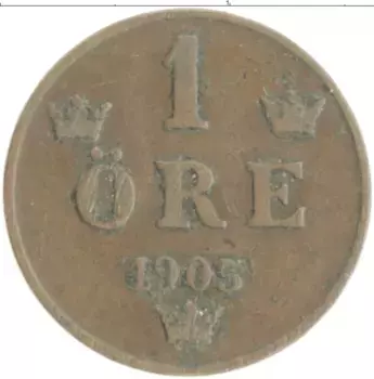 Монета эре Швеции 1905 года Бронза Оскар II