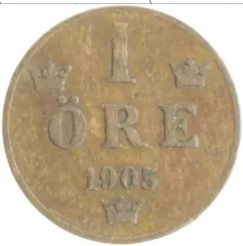 Монета эре Швеции 1905 года Бронза Оскар II
