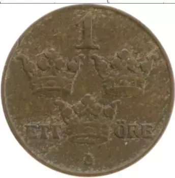 Монета эре Швеции 1926 года Бронза Густав V