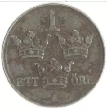 Монета эре Швеции 1945 года Железо Густав V