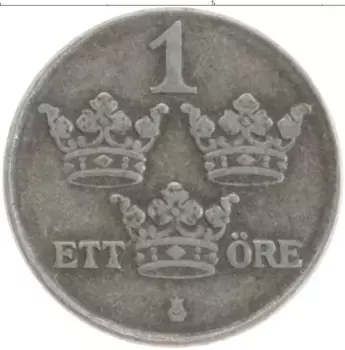 Монета эре Швеции 1946 года Железо Густав V