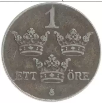 Монета эре Швеции 1948 года Железо Густав V
