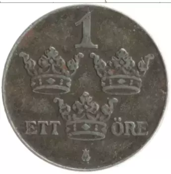 Монета эре Швеции 1949 года Железо Густав V