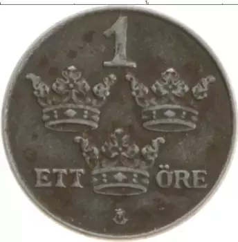 Монета эре Швеции 1950 года Железо Густав V