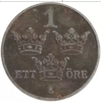 Монета эре Швеции 1950 года Железо Густав V
