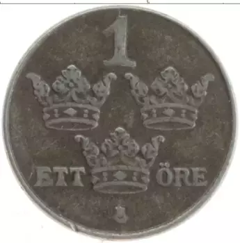 Монета эре Швеции 1950 года Железо Густав V