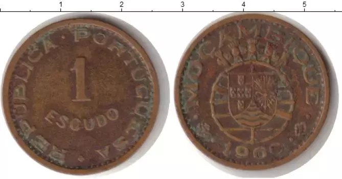 Монета эскудо Мозамбика 1969 года Медь