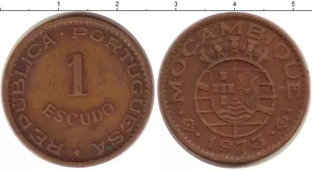 Монета эскудо Мозамбика 1973 года Медь Колония Португалии