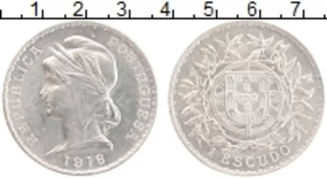 Монета эскудо Португалии 1916 года Серебро
