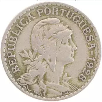 Монета эскудо Португалии 1928 года Медно-никель