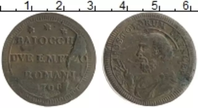 Монета байоччи Ватикана 1700 года Медь Папская область