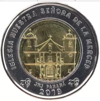 Монета бальбоа Панамы 2019 года Биметалл Костел Нуэстра Сеньора-де-Ла-Мерсед