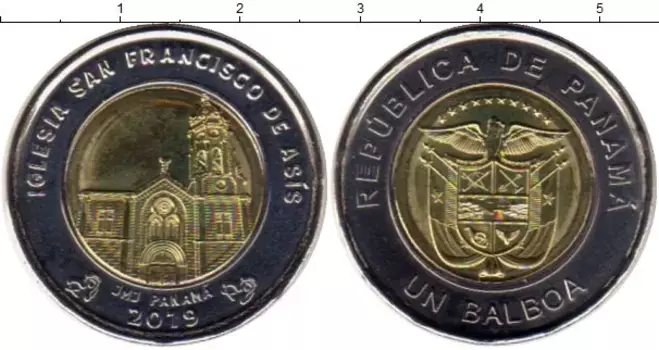 Монета бальбоа Панамы 2019 года Биметалл Всемирный день молодежи, церковь Иглесиа Сан-Франциско де Асис
