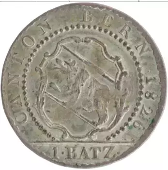 Монета батзен Берна 1826 года Серебро Кантон Швейцарии