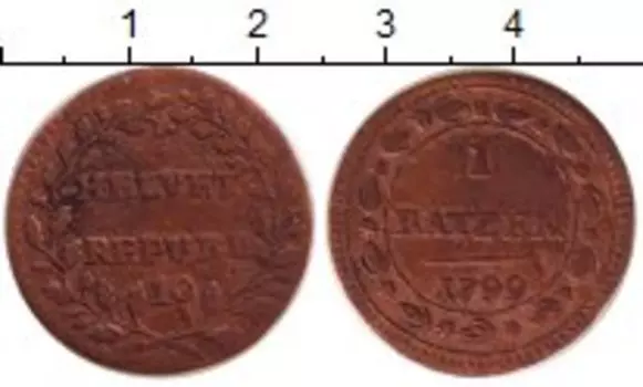 Монета батзен Швейцарии 1799 года Серебро Республика Хелветика