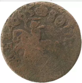Монета боратинка Польши 1665 года Медь Ян Казимир