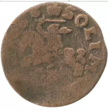 Монета боратинка Польши 1666 года Медь Ян Казимир