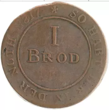 Монета брод Германии 1816 года Медь г