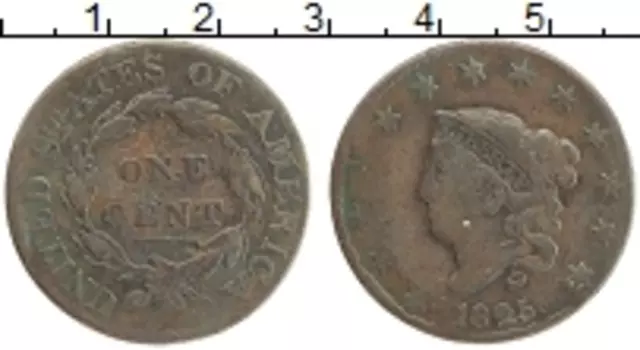 Монета цент Америки 1825 года Медь Свобода