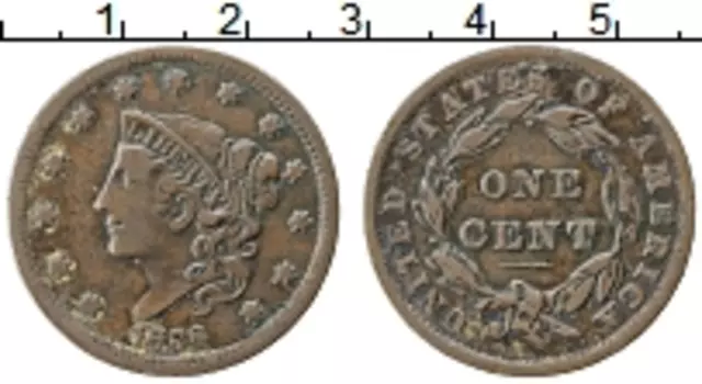 Монета цент Америки 1838 года Медь