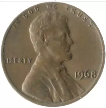Монета цент Америки 1968 года Бронза Линкольн