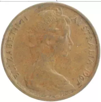 Монета цент Австралии 1967 года Бронза Елизавета II