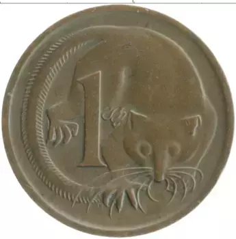 Монета цент Австралии 1970 года Бронза