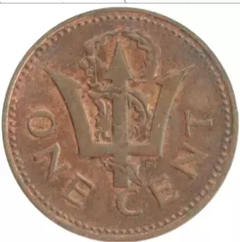 Монета цент Барбадоса 1973 года Бронза