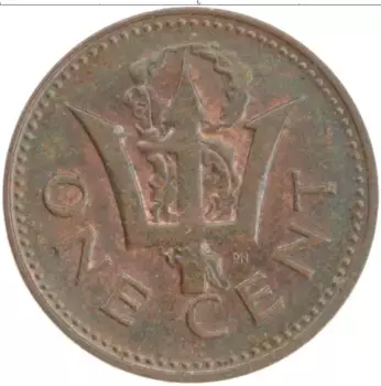 Монета цент Барбадоса 1973 года Бронза