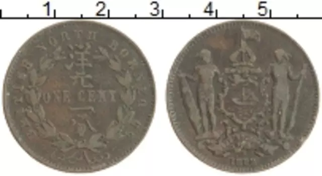 Монета цент Борнео 1883 года Медь