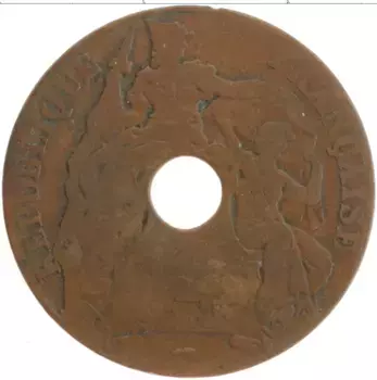 Монета цент Индокитая 1920 года Медь