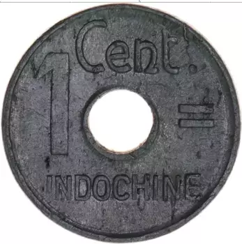 Монета цент Индокитая 1943 года Алюминий