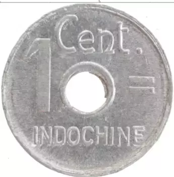 Монета цент Индокитая 1943 года Алюминий