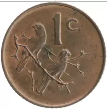 Монета цент Южно Африканской Республики 1966 года Бронза Ян ван Рибек