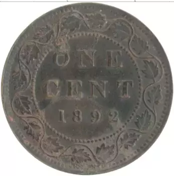 Монета цент Канады 1892 года Бронза Виктория
