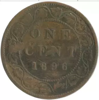 Монета цент Канады 1896 года Бронза Виктория