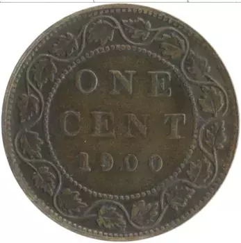Монета цент Канады 1900 года Бронза Виктория