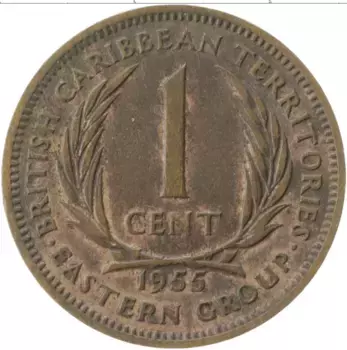 Монета цент Кариб 1955 года Бронза Елизавета II