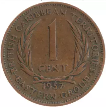 Монета цент Кариб 1957 года Бронза Елизавета II