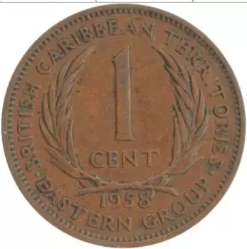Монета цент Кариб 1958 года Бронза Елизавета II