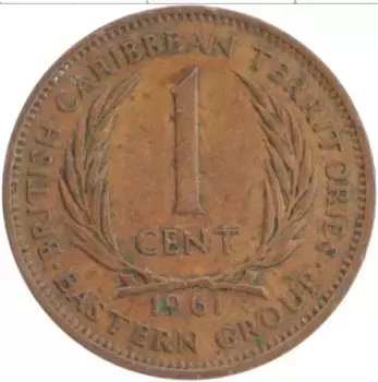 Монета цент Кариб 1961 года Бронза Елизавета II